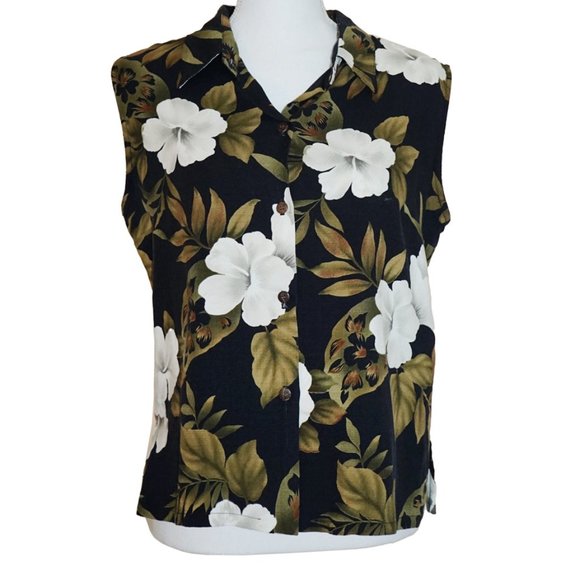 Iolani Tops - Iolani Button-Up Sleeveless Blouse - Made in Hawaii